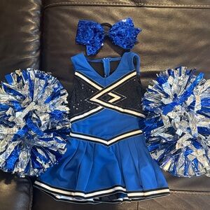 Blue Cheerleader Costume with Pom Poms